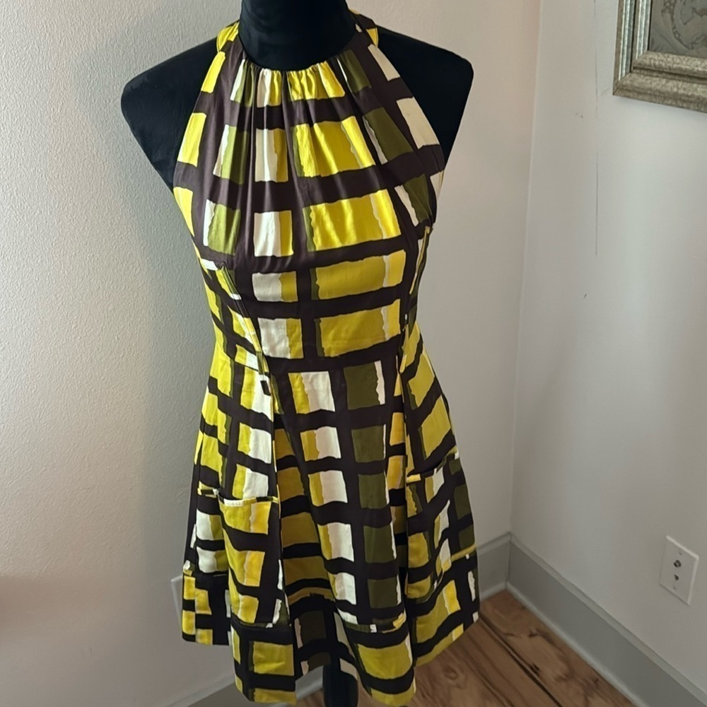 Jessica Simpson 100% cotton Halter fit & Flare geometric print Szโ 4 dress